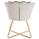 Sedia Relax con Schienale e Seduta in Velluto Beige Struttura Metallo