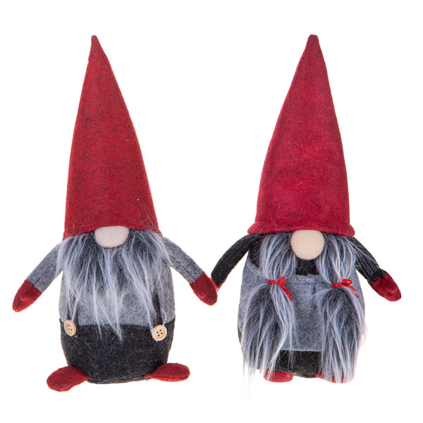 prezzo Set 2 Elfes H23,5 cm en Tissu Rouge/Gris