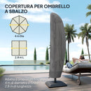 Copertura per Ombrellone 3x3 m Impermeabile Custodia per Ombrellone a Sbalzo con Cerniera e Laccio in Tessuto Oxford Nero      