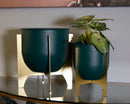 Porta Vasi Grent Shet Set 2 Pz Ø24,5x26 cm - Ø19x21 cm in Ferro Verde e Oro      