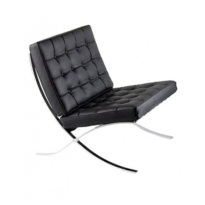 Poltrona Barcelona in Acciaio Cromato Rivestimento in Similpelle Nero