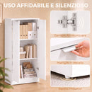 Mobiletto da Ufficio 60x33,5x108 cm con 3 Ripiani e Ante in Truciolato Bianco      