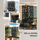 Separé Frangivista a 3 Ante Verticali 122x45x198 cm in Acciaio con Motivo Tropicale Nero      