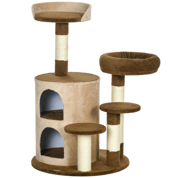 Albero Tiragraffi per Gatti con Casetta Ø59x96 cm in Peluche Marrone prezzo