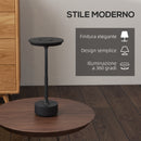 Lampada da Tavolo a LED Senza Filo Touch Ø13x28,5 cm Batteria Ricaricabile Nero