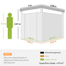 Capanno da Giardino con Lucernario in Acrilico 200x258x201 cm in Acciaio Grigio Scuro   