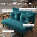 Divano Letto 2 Posti 102x73x81 cm in Tessuto Effetto Velluto Verde