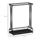 Portaombrelli 50x24x68 cm con Vaschetta per l'Acqua 21 Fori e 24 Ganci in Acciaio Nero   