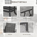 Set da Giardino Divano 2 Poltrone Pieghevoli e Tavolino Piano in Vetro   Grigio