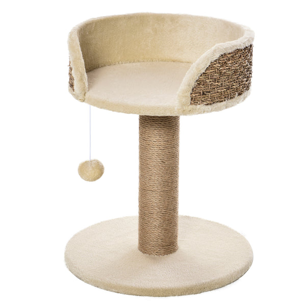 online Albero Tiragraffi per Gatti con Lettino 40x40x49 cm Palo in Juta e Pallina Appesa Beige