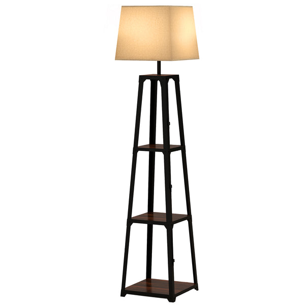 Lampada da Terra Ø42x166 cm in Metallo e MDF Nero e Beige prezzo