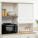 Dispensa Cucina 119x41x180 cm Ripiani Aperti Armadietti e Cassetto in Truciolato e MDF Bianco