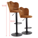 Set 2 Sgabelli 38x38x60/80 cm in Velluto Base Nera Cammello