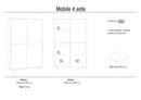 Mobile Multiuso 4 Ante 107x169x41 cm Ossido Bianco/Marmo Calacatta