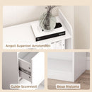 Libreria Doppia a 6 Livelli 120x30x200 cm con Cassetti e Pannello Forato in MDF e Metallo Bianco      