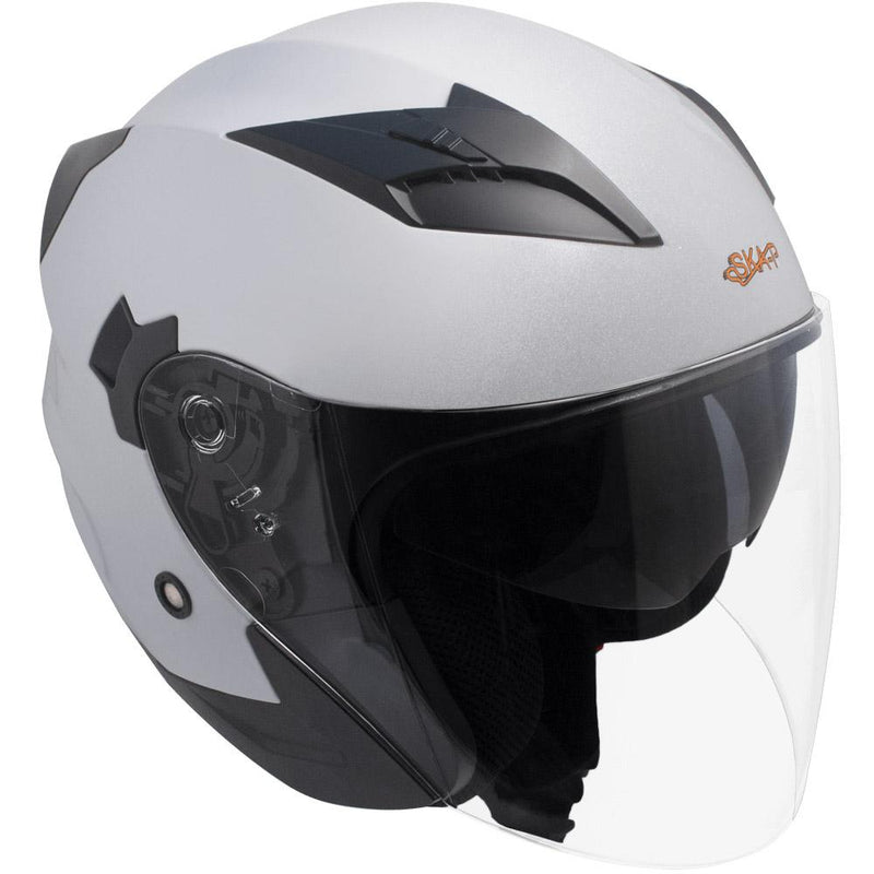 Casco Demi-Jet per Scooter Visiera Lunga SKA-P 1 PH Bolt Silver Metal 