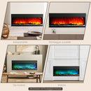 Camino Elettrico da Parete e da Incasso 1800W con Fiamme Colorate LED Nero 
