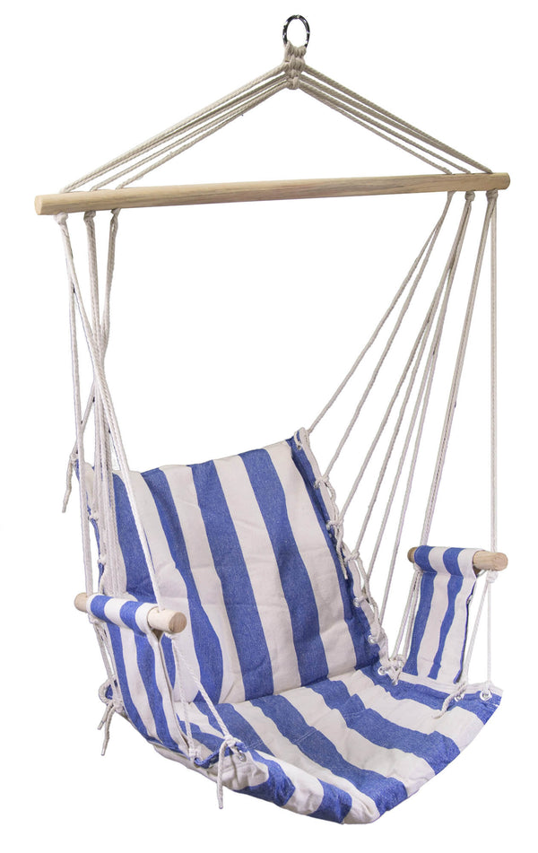 Hamac Chaise Suspendue 96x50 cm en Tissu Rayé Bleu et Blanc acquista