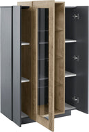 Vetrina 3 Ante 80x38x120,5 cm Coro Grigio Antracite Opaco/Rovere Wotan  