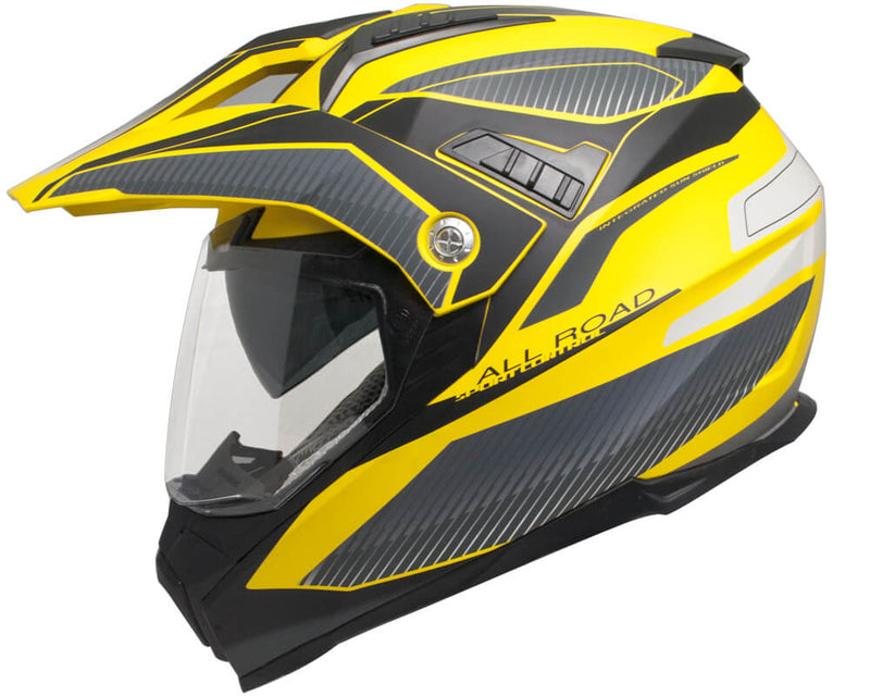 Casco Integrale per Moto Cross con Frontino CGM Forward 606G Giallo Opaco Varie Misure