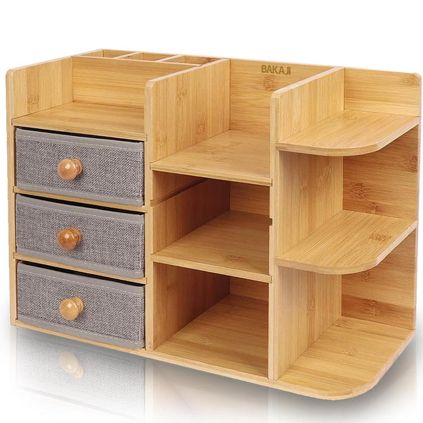 Organizer Scrivania, Bagno Cosmetici Makeup Mobiletto in Bambù 41 x 17 x 30.5 cm prezzo
