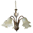Lampadario 5xE14 Montatura Marrone Vetro Nuvolato Paglierino E-Energy Irene
