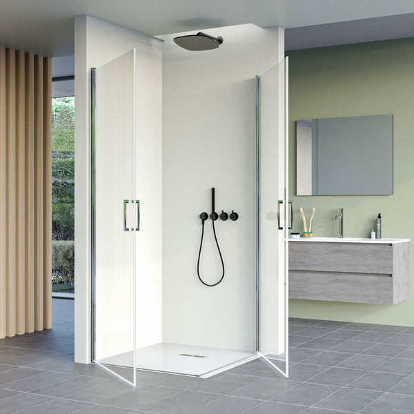 online Box Doccia Angolare 2 Ante Battenti in Cristallo Trasparente 6mm H195 Bonussi Jenny Varie Misure