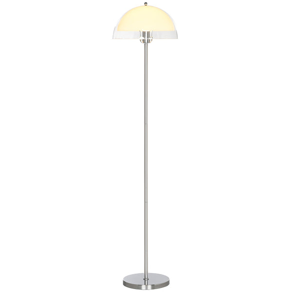 Piantana da Interno Lampada da Terra Paralume Doppio E27 Metallo e Acrilico 35x150 cm Bianco sconto