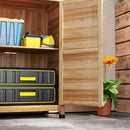 Armadio da Esterno 79x43x92 cm con Banco da Lavoro in Legno e Acciaio Zincato   