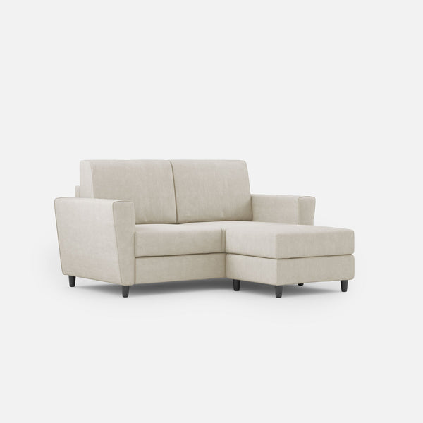 online Canapé 2 places avec pouf 152x155x85 cm Yasel en tissu lait
