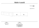 Mobile Basso 4 Cassetti 179x50x47 cm Noce Stelvio