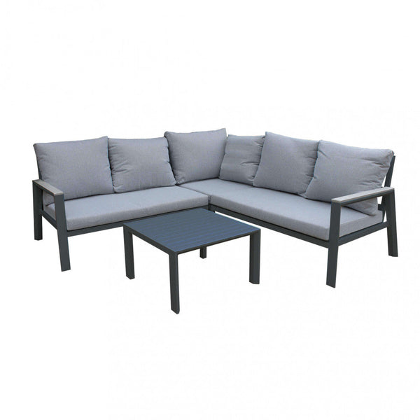online Salon d'angle Surabaya avec coussins en aluminium anthracite