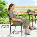 Set 2 Sedie Impilabili da Esterno 56x59x84 cm in Legno e Acciaio Colore Legno e Nero      