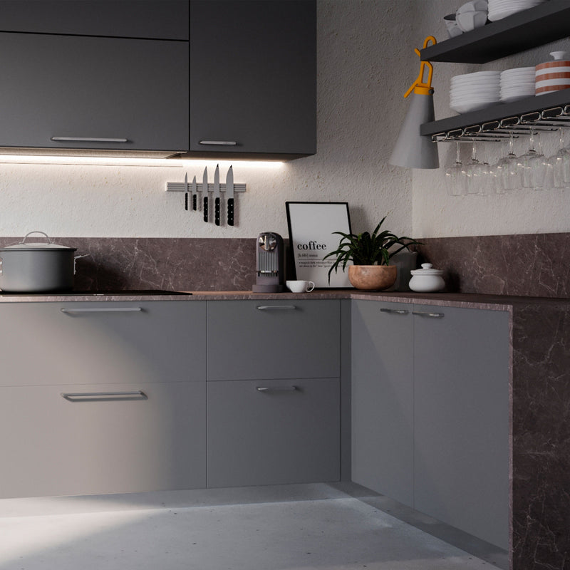 Set 20 Maniglie per Mobili 160 mm in Zama Emuca Zagreb Cromato