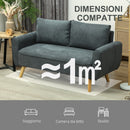 Divano 2 Posti 145x75x78 cm con Cuscini per Schienale  in Tessuto Effetto Lino Grigio  