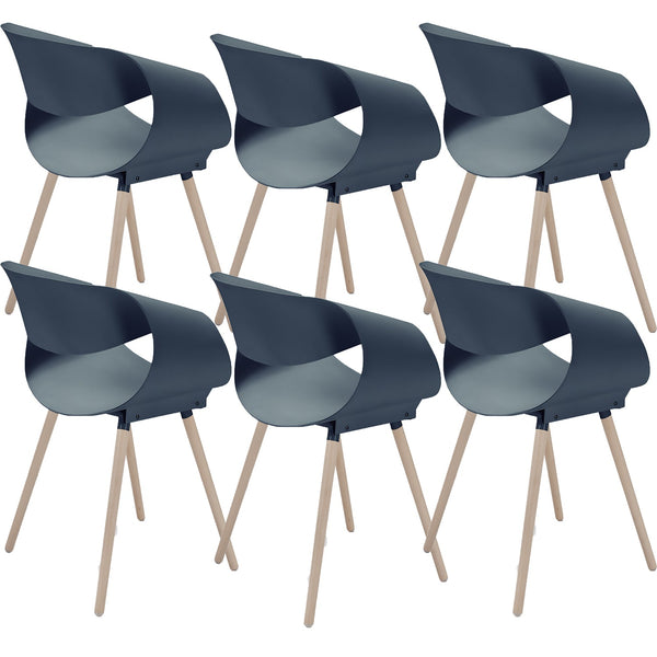 online Set 6 Sedie 62x54x74 cm in Polipropilene Diletta Petrolio