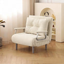 Poltrona Letto Reclinabile Chaise Lounge con Seduta Imbottita Convertibile in Velluto a Coste Beige