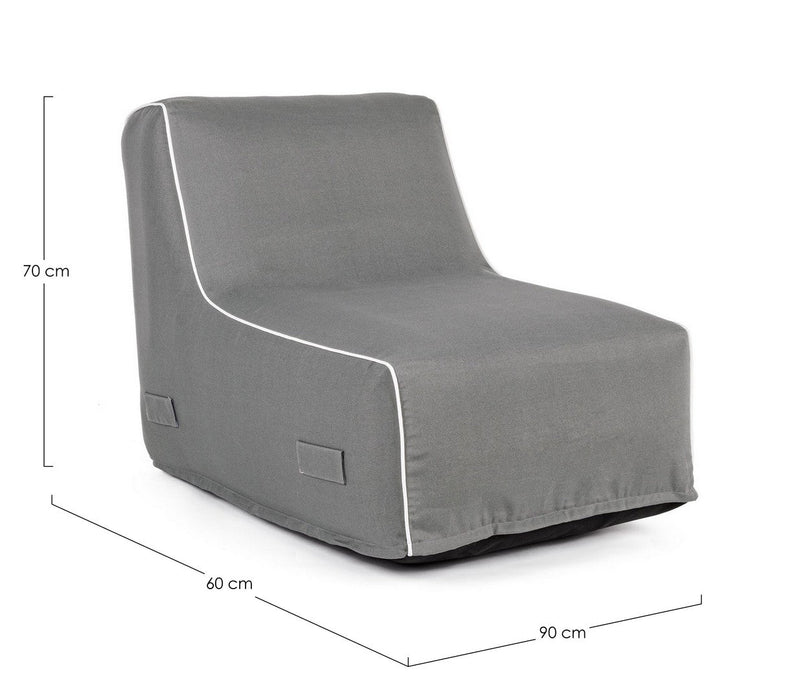 Poltrona Pouf Chaise Lounge Gonfiabile 90x60x70 cm in Poliestere Rihanna Grigio