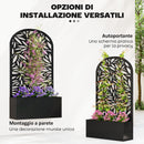 Fioriera con Traliccio ad Arco per Rampicanti 61x23x113 cm con Fori di Drenaggio in Metallo Nero      