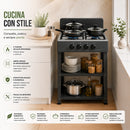 Cucina da Esterno 49x49x79cm con 4 Fuochi Cucinotto da Campeggio in Ferro Nero     