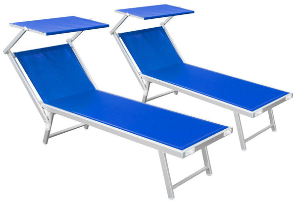 online Set 2 Chaises Longues de Jardin en Aluminium Bleu Vandi