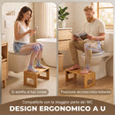 Sgabello da Toilette Pieghevole 42,5x25x20 cm Poggiapiedi per WC con Piedini Antiscivolo in Bambù Rovere      