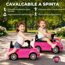 Macchina Cavalcabile per Bambini 12-36 Mesi Licenza Fiat 61x28x38,3 cm con Musica Clacson e Vano Sottosedile in PP Rosa      