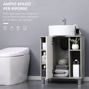 Mobile Sotto Lavabo Bagno 6 Ripiani 1 Anta 60x30x68 cm in Legno Grigio
