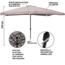 Ombrellone da Giardino 3x4 m Copertura in Poliestere Struttura in Acciaio Écru Cuba      