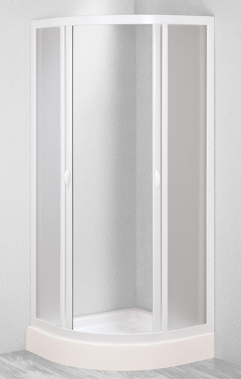 Box Doccia Semicircolare 2 Ante Scorrevoli in Acrilico 2,2 mm H185 cm Dorini Bianco Varie Misure
