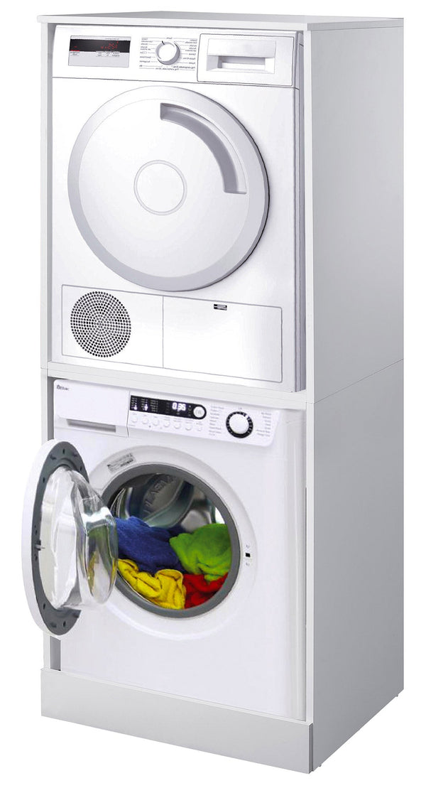 sconto Housse pour lave-linge et sèche-linge colonne 70,3x179x60,6 cm en mélamine blanche 18 mm