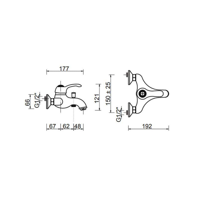 Rubinetto Miscelatore Monocomando per Vasca in Ottone Bologna Ottone Antico