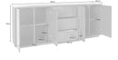 Credenza 4 Ante + 3 Cassetti 220,1x41,4x86 cm Bloom Bianco Lucido e Noce