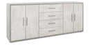 Mobile Basso 4 Ante 4 Cassetti 203x84x41 cm Cemento/Ossido Bianco